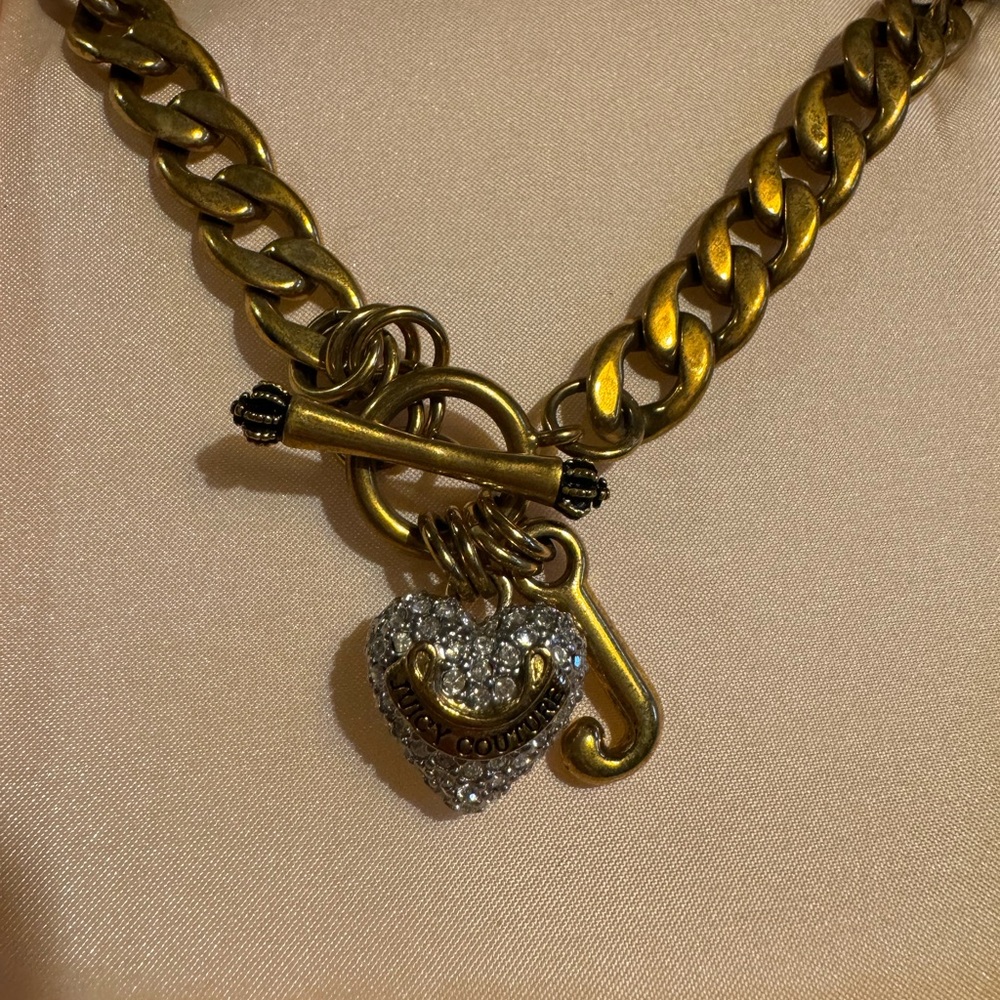 Juicy Couture gold vintage heart chain choker necklace